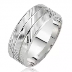 Çapraz Desenli Gümüş Alyans Yüzük : GALYANS007