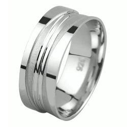 Dalga Desenli Ve Oluklu Gümüş Alyans Yüzük : GALYANS006