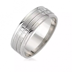 Çizgi Desenli Gümüş Alyans Yüzük : GALYANS026