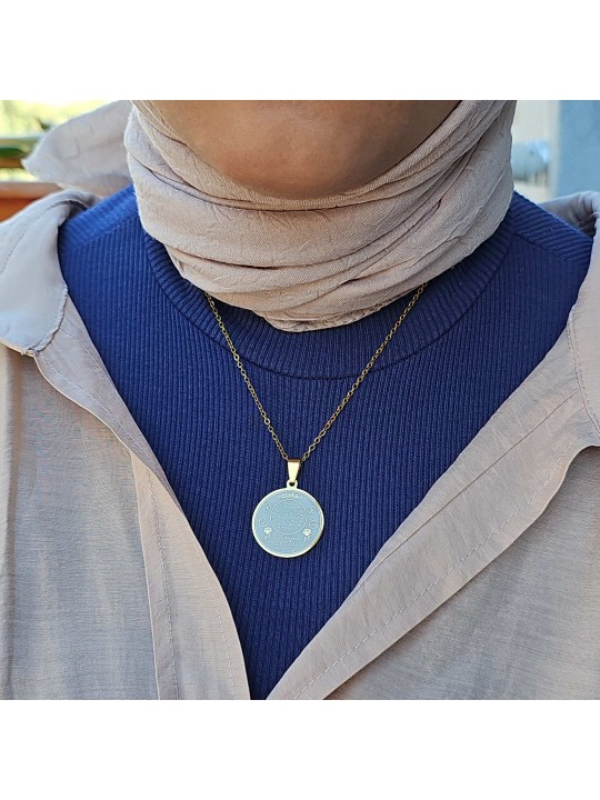 Hilye-i Şerif Yazılı Kararmaz Çelik Kolye : 25 mm