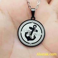 Pusula ve Çapa Figürlü Kararmaz Çelik Denizci Kolyesi - 25 mm