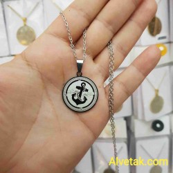 Pusula ve Çapa Figürlü Kararmaz Çelik Denizci Kolyesi - 25 mm Pusula ve Çapa Figürlü Kararmaz Çelik Denizci Kolyesi - 25 mm