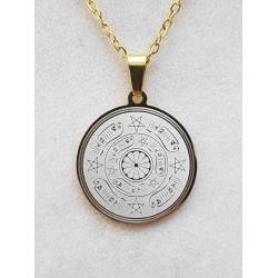 İsmi Azam Vefki Celcelutiye Yazılı Gold Renk Kararmaz Çelik Kolye : 25 mm