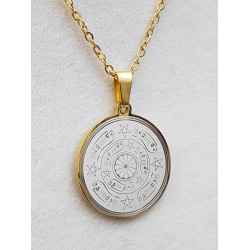 İsmi Azam Vefki Celcelutiye Yazılı Gold Renk Kararmaz Çelik Kolye : 25 mm