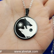 Paslanmaz Çift Kurt Figürlü Çelik Kolye Paslanmaz Çift Kurt Figürlü Çelik Kolye