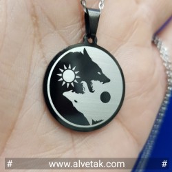 Paslanmaz Çift Kurt Figürlü Çelik Kolye