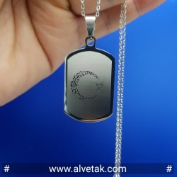 Paslanmaz Ay Yıldız Figürlü Gri Renk Çelik Kolye [ Dörtgen Model ]