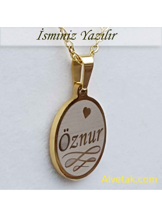 Sarı Gold Yakamoz Model İsimli Çelik Kolye [Yuvarlak : 20mm]