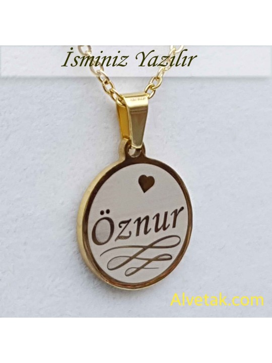 Sarı Gold Yakamoz Model İsimli Çelik Kolye [Yuvarlak : 20mm]