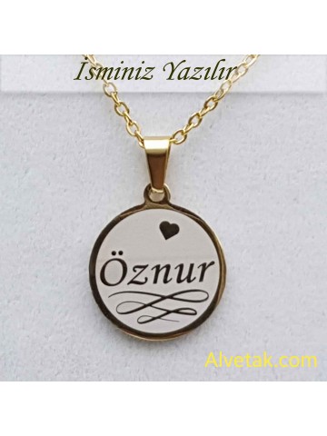 Sarı Gold Yakamoz Model İsimli Çelik Kolye [Yuvarlak : 20mm]