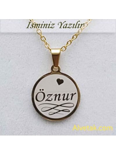 Sarı Gold Yakamoz Model İsimli Çelik Kolye [Yuvarlak : 20mm]