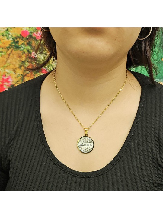 İsimli Kolye, Yaşam Çiçeği, Gold Renk, Kararmaz Çelik