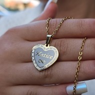 İsimli Kolye, Gold Renk, Kalp Şekilli, Çerçeveli, Paslanmaz Çelik İsimli Kolye, Gold Renk, Kalp Şekilli, Çerçeveli, Paslanmaz Çelik