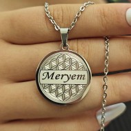 İsimli Kolye, Yaşam Çiçeği, Gümüş Renk, Kararmaz Çelik