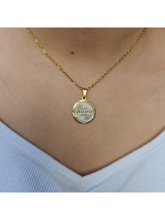 isimli kolye, kişiye özel, gold renk, helezon model