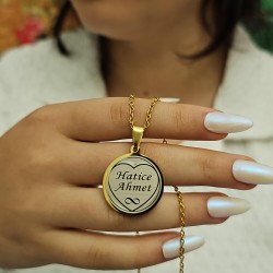 İsimli Kolye, Gold Renk, Kalp Şekilli, Paslanmaz Çelik, Büyük Model