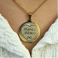 İsimli Kolye, Gold Renk, Kalp Şekilli, Paslanmaz Çelik, Büyük Model