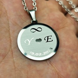 Harfli Kolye, Tarihli Kolye, Paslanmaz Çelik,Gümüş Renk