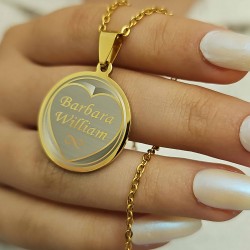 İsimli Kolye, Gold Renk, Kalp Şekilli, Paslanmaz Çelik