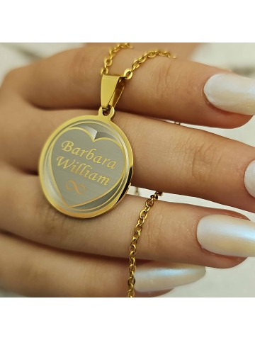 İsimli Kolye, Gold Renk, Kalp Şekilli, Paslanmaz Çelik