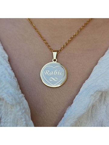 İsimli Kolye, Gold Renk, Kalp Şekilli, Paslanmaz Çelik
