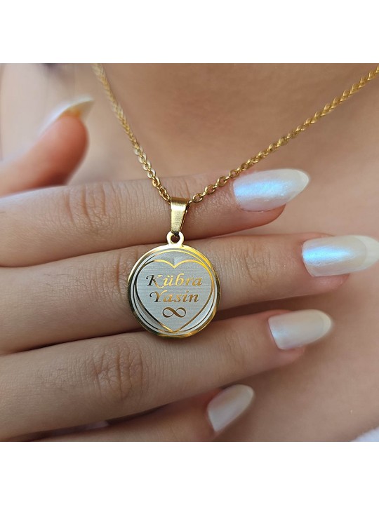 İsimli Kolye, Gold Renk, Kalp Şekilli, Paslanmaz Çelik, Küçük Model