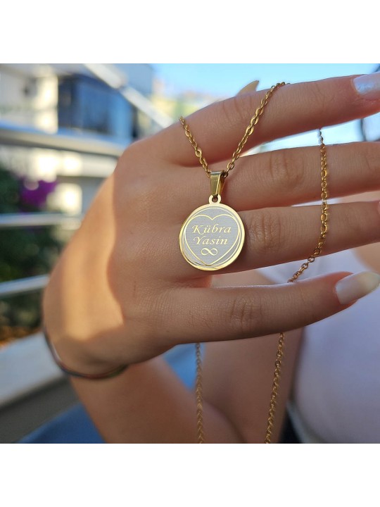 İsimli Kolye, Gold Renk, Kalp Şekilli, Paslanmaz Çelik, Küçük Model