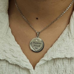 İsimli Kolye, Gümüş Renk, Kalp Şekilli, Paslanmaz Çelik