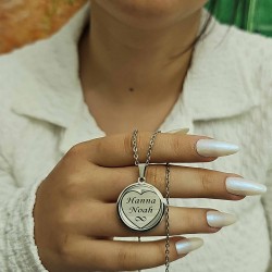 İsimli Kolye, Gümüş Renk, Kalp Şekilli, Paslanmaz Çelik