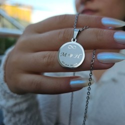 Harfli Kolye, Tarihli Kolye, Paslanmaz Çelik,Gümüş Renk