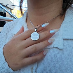 Harfli Kolye, Tarihli Kolye, Paslanmaz Çelik,Gümüş Renk