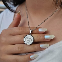 İsimli Çelik Kolye, Paslanmaz, İki İsimli, Kalpli ve Sonsuzluklu