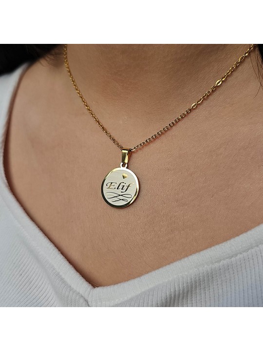 İsimli Kolye, Altın Renk, Yakamoz Model, Paslanmaz Çelik