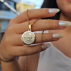 İsimli Kolye, Altın Renk, Yakamoz Model, Paslanmaz Çelik