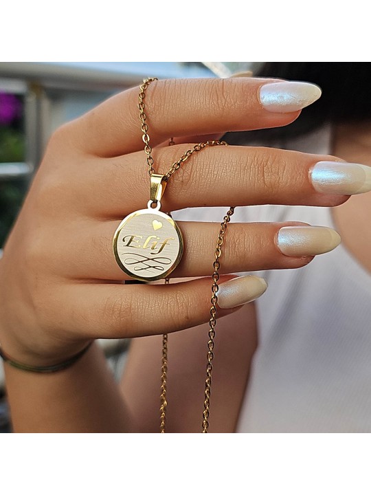 İsimli Kolye, Altın Renk, Yakamoz Model, Paslanmaz Çelik