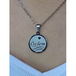 İsimli Kolye, Gümüş Renk, Yakamoz Model, Paslanmaz Çelik