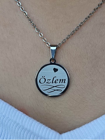 İsimli Kolye, Gümüş Renk, Yakamoz Model, Paslanmaz Çelik