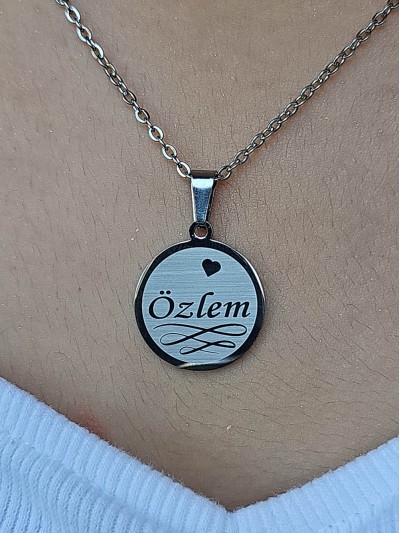 İsimli Kolye, Gümüş Renk, Yakamoz Model, Paslanmaz Çelik