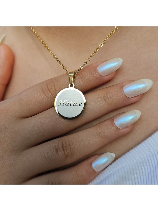 İsimli Kolye, Altın Renk, Minimalist Model, Paslanmaz Çelik