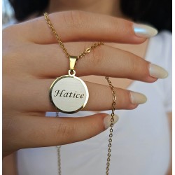 İsimli Kolye, Altın Renk, Minimalist Model, Paslanmaz Çelik