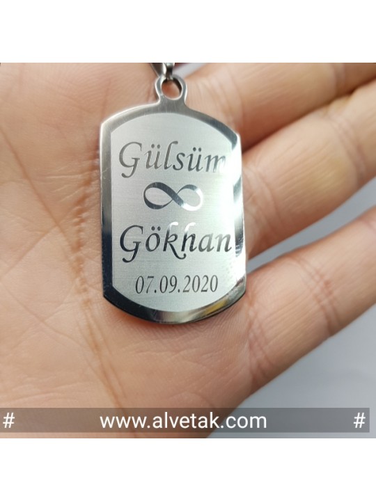 Kararmaz İsimli Çelik Kolye [ Dörtgen Model ]