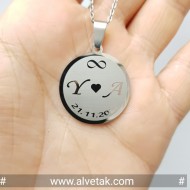 Harfli Çelik Kolye [ Yuvarlak Model  : r = 25mm ]