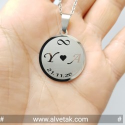 Harfli Çelik Kolye [ Yuvarlak Model  : r = 25mm ]