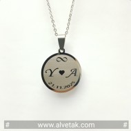 Harfli Çelik Kolye [ Yuvarlak Model  : r = 25mm ]