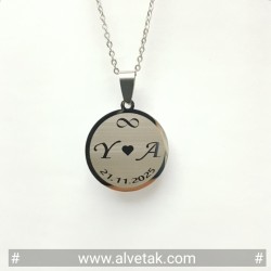 Harfli Çelik Kolye [ Yuvarlak Model  : r = 25mm ]