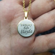 İki İsimli Çelik Kolye [ Yuvarlak Model  : r = 20mm]