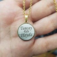 İki İsimli Çelik Kolye [ Yuvarlak Model  : r = 20mm]