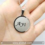 İsimli Çelik Kolye [ Yuvarlak Model  : r = 25mm]