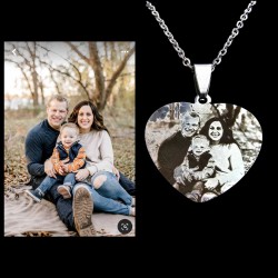 Resimli Kolye, Gümüş Renk, ,Resimli Kalp Kolye, Paslanmaz Çelik, Çelik Kolye
