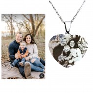 Resimli Kolye, Gümüş Renk, ,Resimli Kalp Kolye, Paslanmaz Çelik, Çelik Kolye